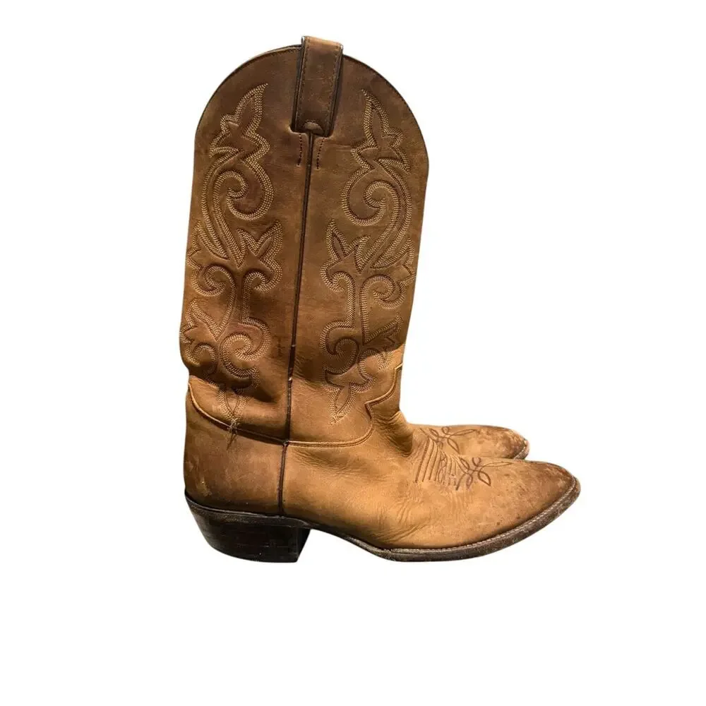 Justin Men’s 2330 USA 11.5 EE Tan Western Cowboy Leather Trail Boss Boots
